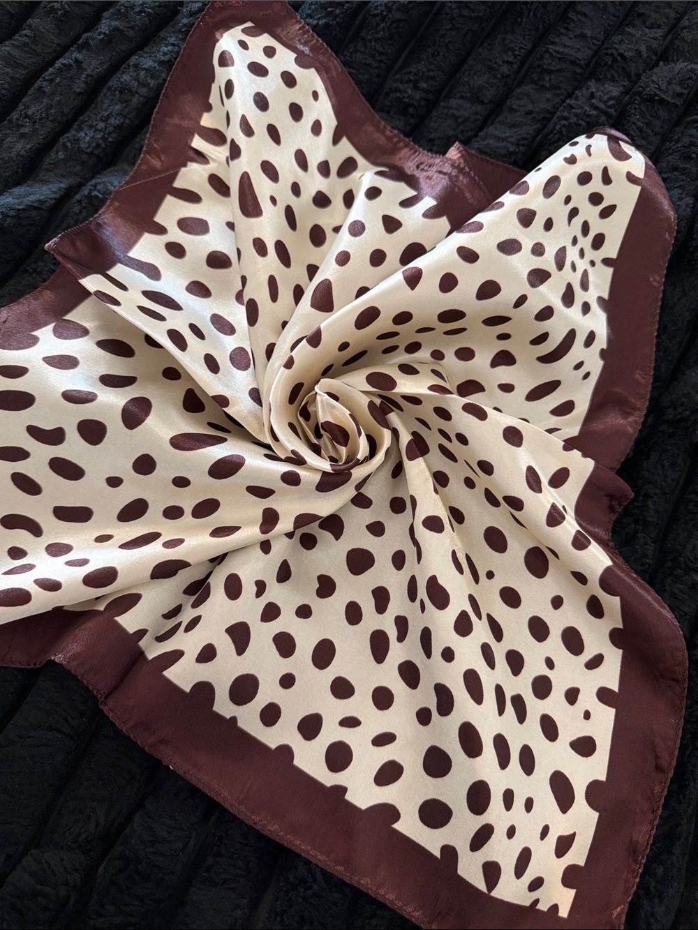 Giraffe Print Satin Shimmer Silky Bandana Headband Square Scarf